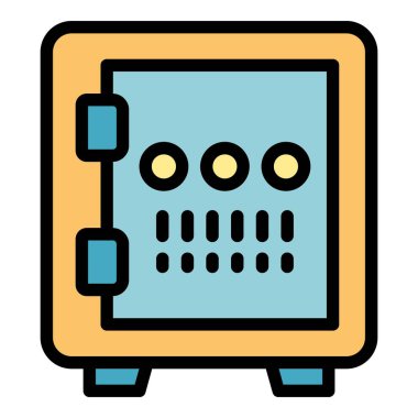 Güvenlik kutusu parola simgesi renk ana hatları vektörü