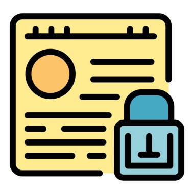 Kilitli web sayfası simgesi renk ana hatları vektörü