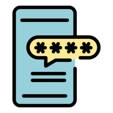 Mobil parola simgesi renk ana hatları vektörü