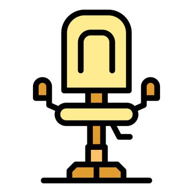 Ergonomik sandalye simgesi renk ana hatları vektörü