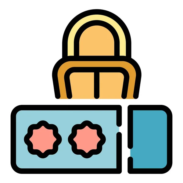 安全なパスワードアイコンカラーアウトラインベクトル — ストックベクタ