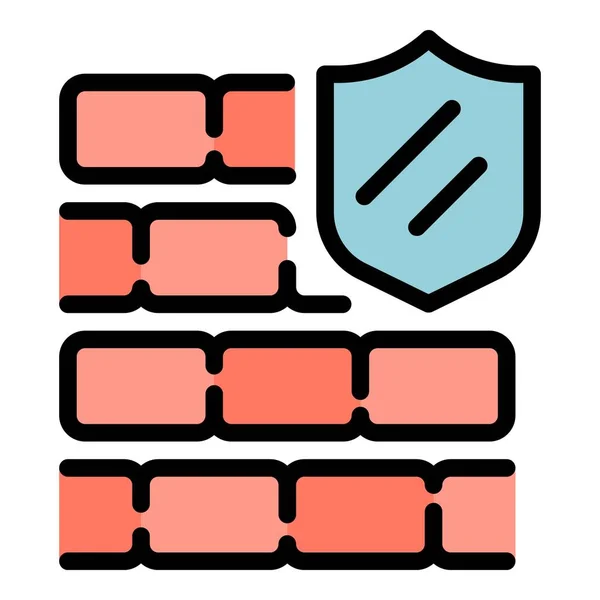 Shield Sicherheitssymbol Farbe Umrissvektor — Stockvektor