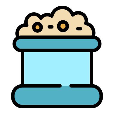 Tekstil üretim simgesi renk ana hatları vektörü