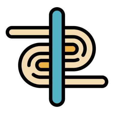 İplik imalatı simgesi renk ana hatları vektörü