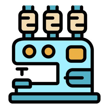 Dikiş makinesi simgesi rengi dış hat vektörü