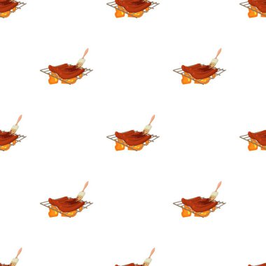 bbq desenli dikişsiz vektör üzerinde et pişiriliyor