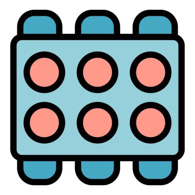 Ev mutfağı iç simge renk ana hatları vektörü