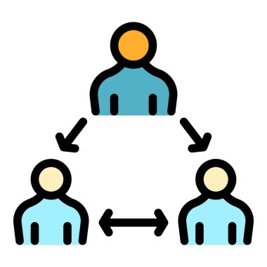 Grup uzaklık simgesi renk ana hatları vektörü