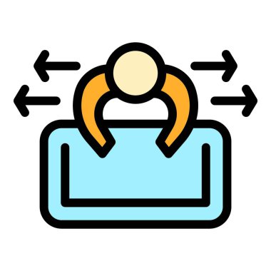 Güvenli uzaklık simgesi renk dış hat vektörü