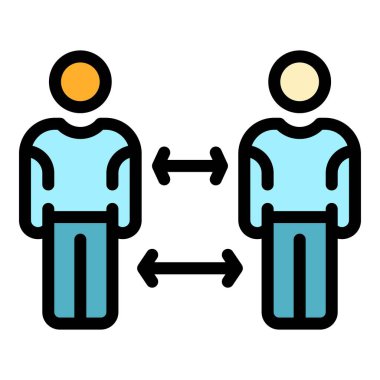 Coronavirus uzaklık simgesi renk ana hatları vektörü