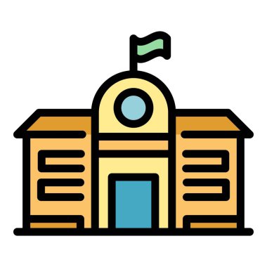 Kampüs oluşturma simgesi renk ana hatları vektörü