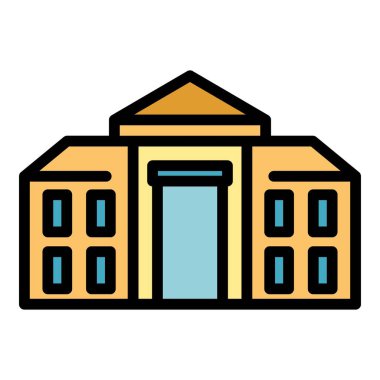 Akademik kampüs simgesi renk ana hatları vektörü