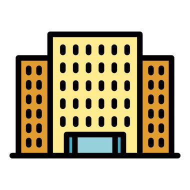 Mimari kampüs simgesi renk ana hatları vektörü