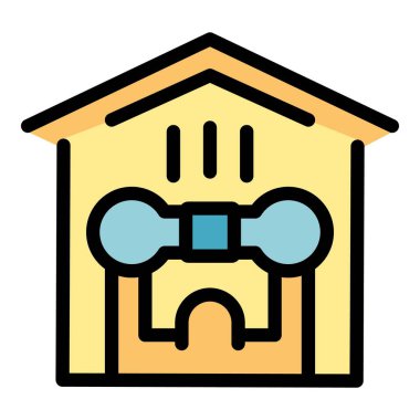 Ev jimnastik simgesi renk ana hatları vektörü