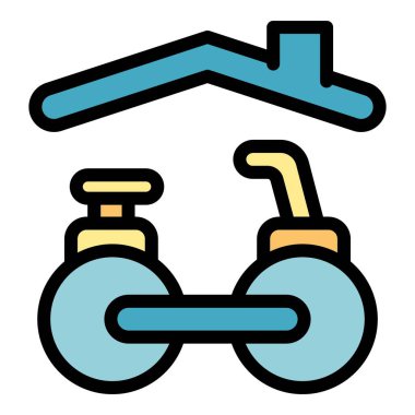 Bisiklet ev simgesi renk ana hatları vektörü