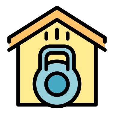 Dumbbell ev simgesi renk ana hatları vektörü