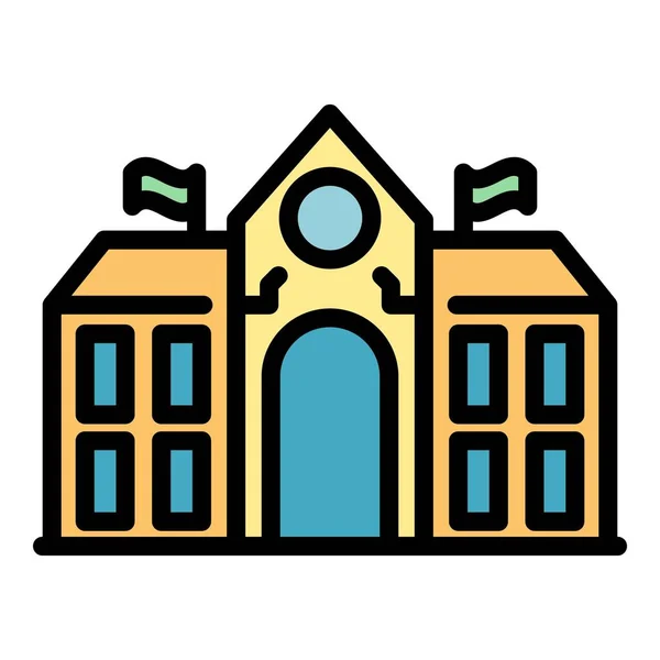 Icono del campus escolar color contorno vector — Vector de stock