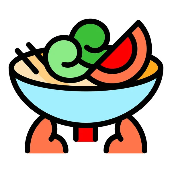 Zusätzliche japanische Lebensmittel Symbol Farbe Umrissvektor — Stockvektor