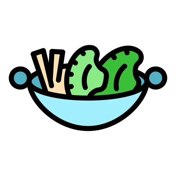 Wok menú cocina icono color contorno vector — Archivo Imágenes Vectoriales