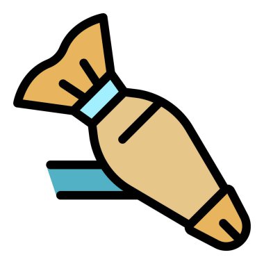 Krem pişirme simgesi renk ana hatları vektörü