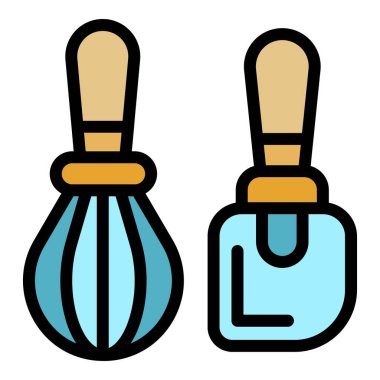 Çerez araçları simge renk ana hatları vektörü