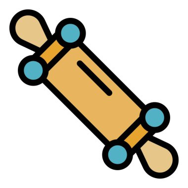 Ahşap pişirme simgesi renk ana hatları vektörü