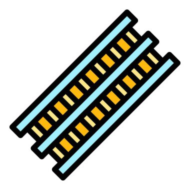 Ahşap malzeme simgesi renk dış hat vektörü