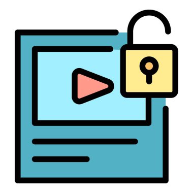 Video kötü amaçlı yazılım rengi dış hat vektörü