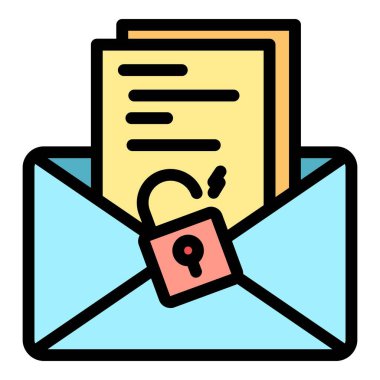 Kötü amaçlı e- posta simgesi renk ana hatları vektörü