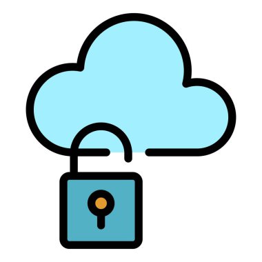 Yazılım kötü amaçlı yazılım simgesi renk ana hatları vektörü