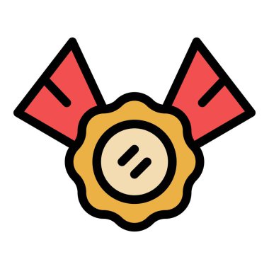 Şampiyon madalya ikonu renk ana hatları vektörü