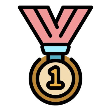 İlk madalya simgesi renk ana hatları vektörü