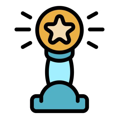 Zafer ödülü simgesi renk ana hatları vektörü