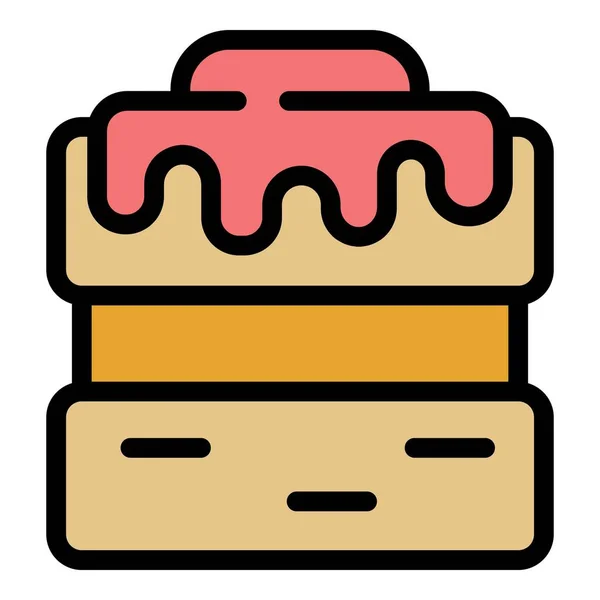 Печенье формы крем торт иконка цветовой контур вектор — стоковый вектор