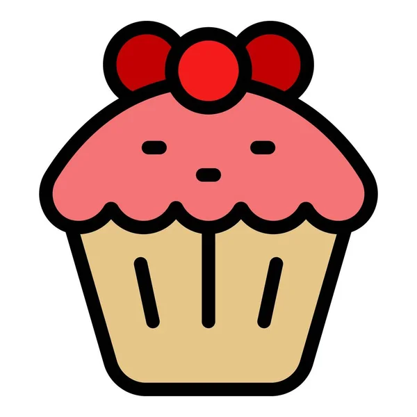 Cupcake-Symbol Farbe Umrissvektor — Stockvektor