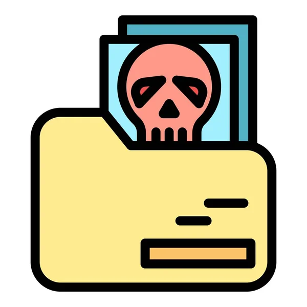 Malware schedel pictogram kleur omtrek vector — Stockvector
