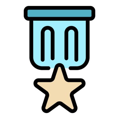 Yıldız rozet simgesi renk ana hatları vektörü