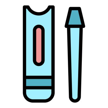 Tırnak itme simgesi renk ana hatları vektörü