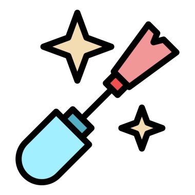 Tırnak cilası fırçası simgesi renk ana hatları vektörü