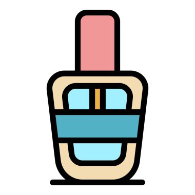 Şişe jeli cilası simgesi renk ana hatları vektörü