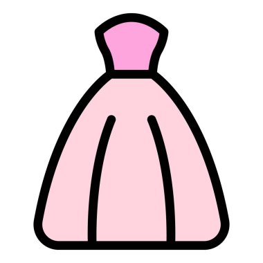 Gelin gelinliği simgesi renk ana hatları vektörü