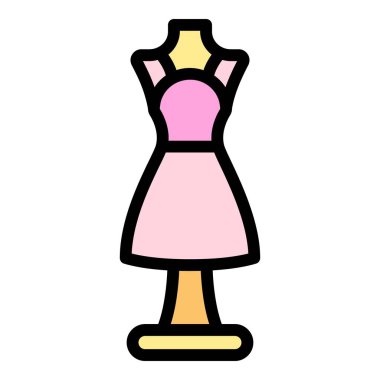 Gelinlik simgesi renk ana hatları vektörü