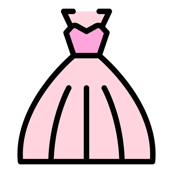 花嫁のドレスアイコンカラーアウトラインベクトル — ストックベクタ