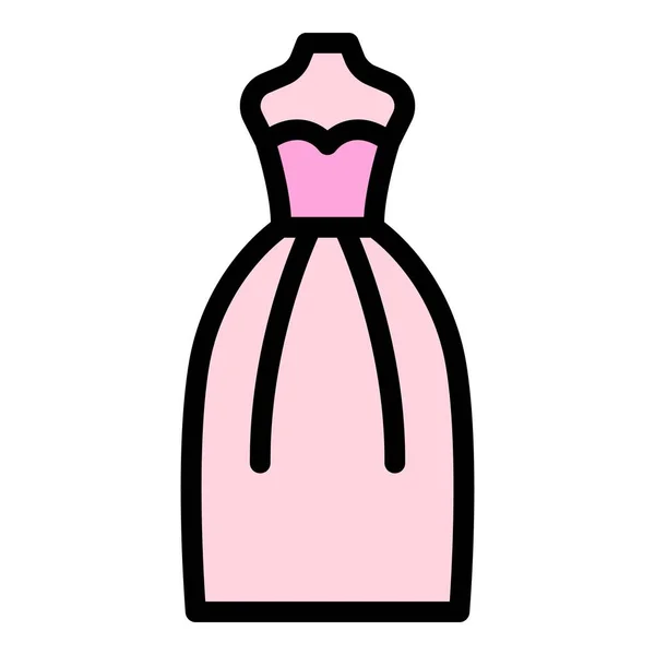 Vestido de novia icono color contorno vector — Vector de stock