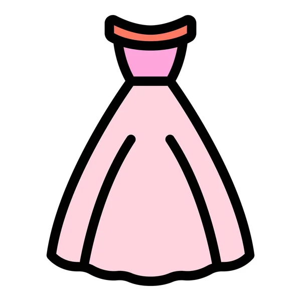 Весільна сукня іконка кольору контурів вектор — стоковий вектор