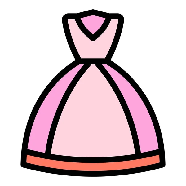 Party Brautkleid Symbol Farbe Umrissvektor — Stockvektor
