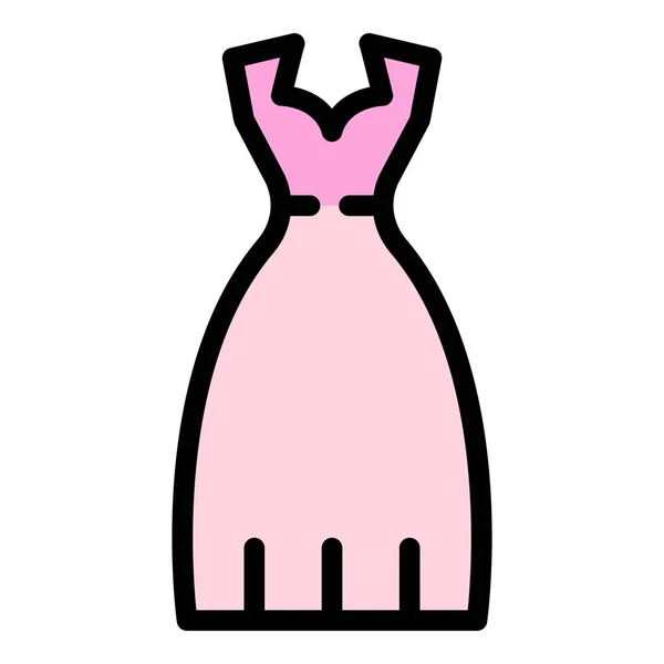 Vestido de novia largo icono color contorno vector — Vector de stock