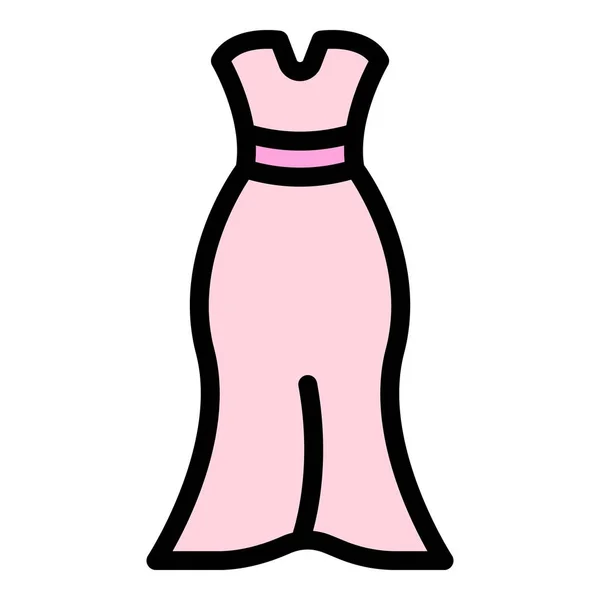 Vestido de novia icono de la ropa color contorno vector — Vector de stock