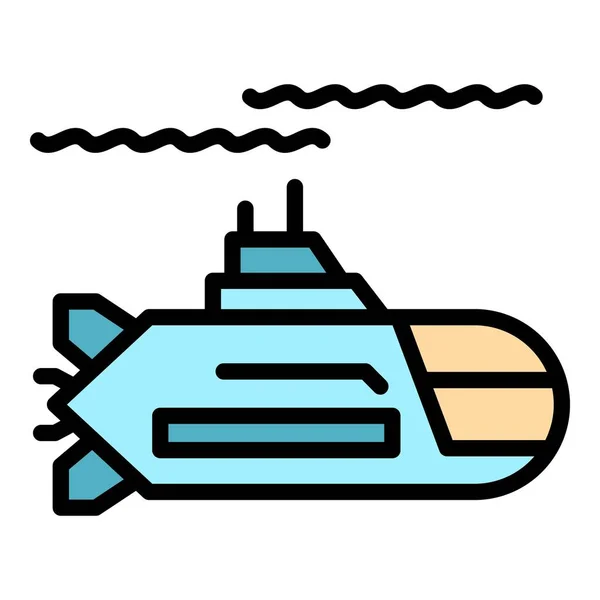 Denizaltı simgesi renk ana hatları vektörü — Stok Vektör