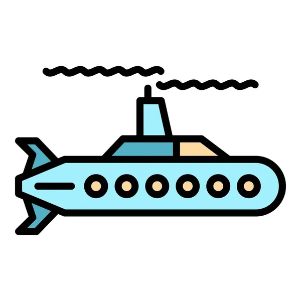 Submarino profundo icono color contorno vector — Vector de stock